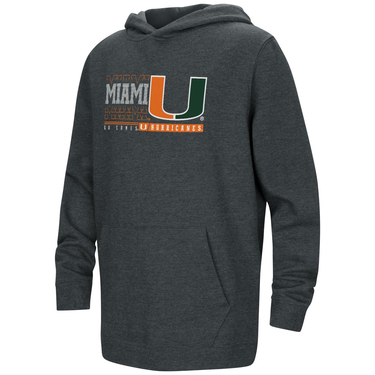 Colosseum Miami Hurricanes Youth Go Canes Gray Hoodie