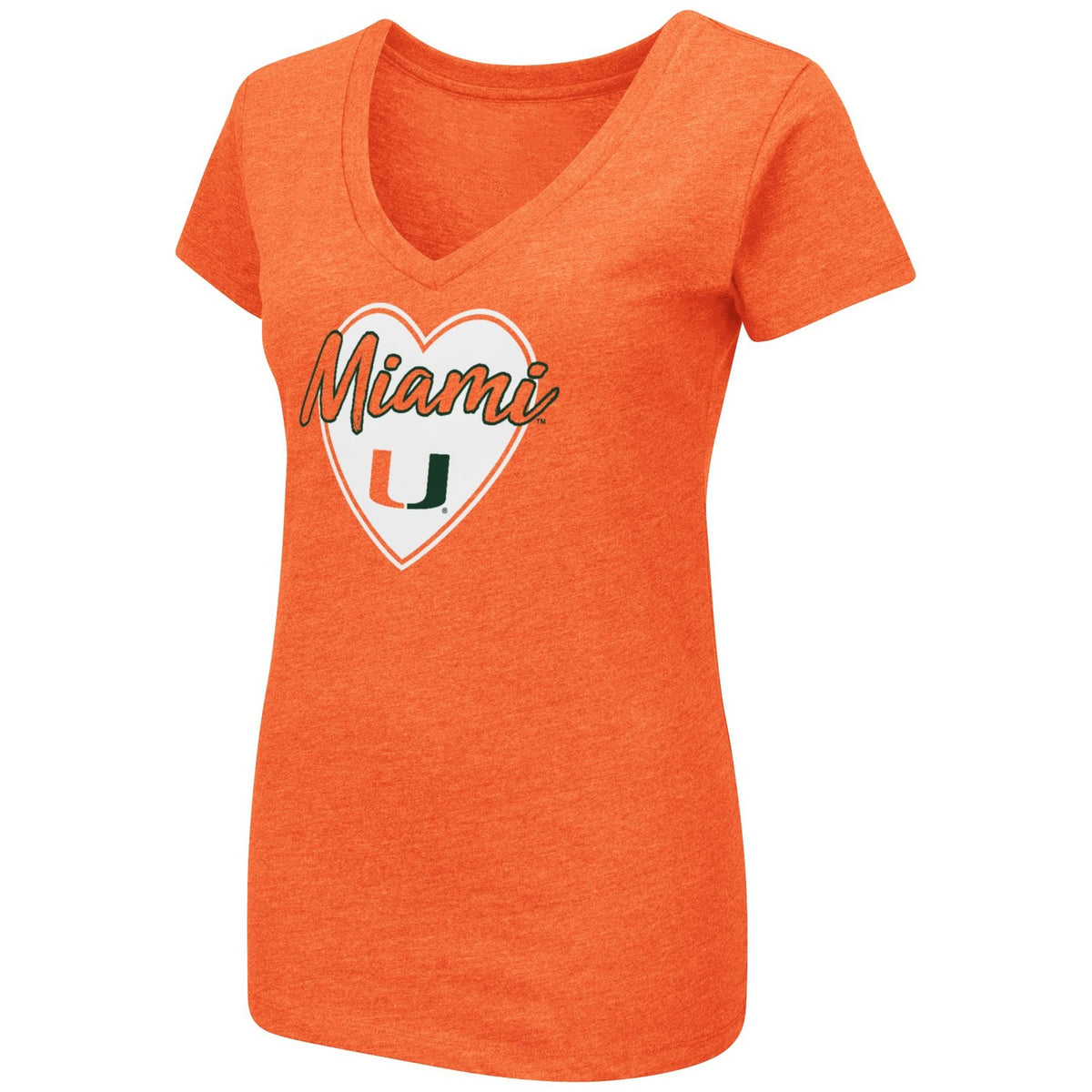 Colosseum Women&#39;s Miami Hurricanes Heart V Neck T-Shirt