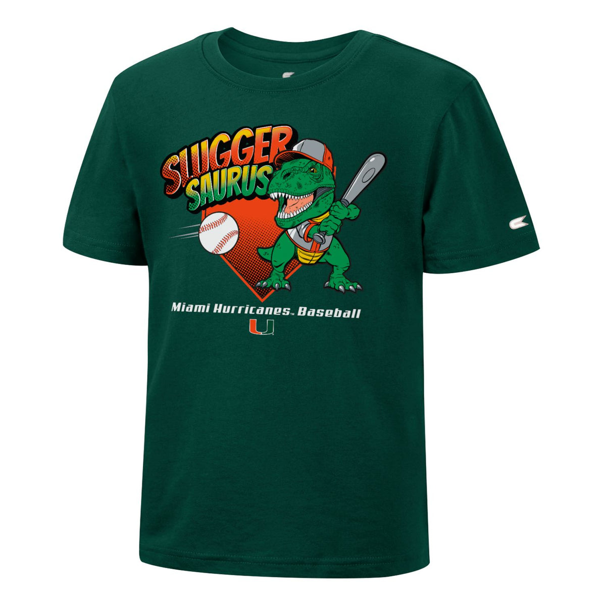 Colosseum Miami Hurricanes Toddler Green Sluggers Saurus Dinosaur T-Shirt