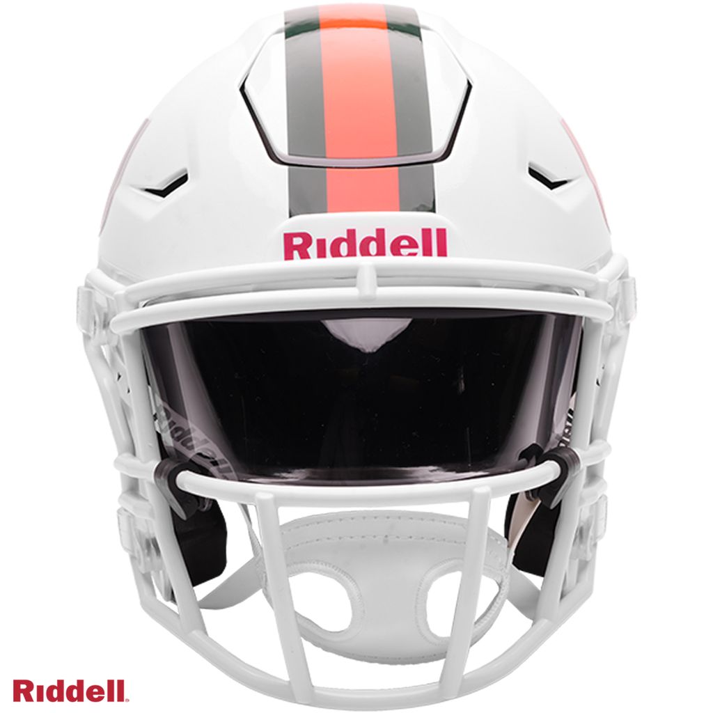 Riddell Miami Hurricanes White SpeedFlex Mid-Size Display Helmet