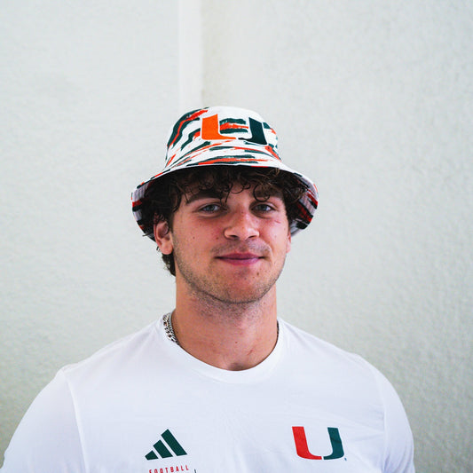 Dyme Lyfe Miami Hurricanes White Striped U Bucket Hat
