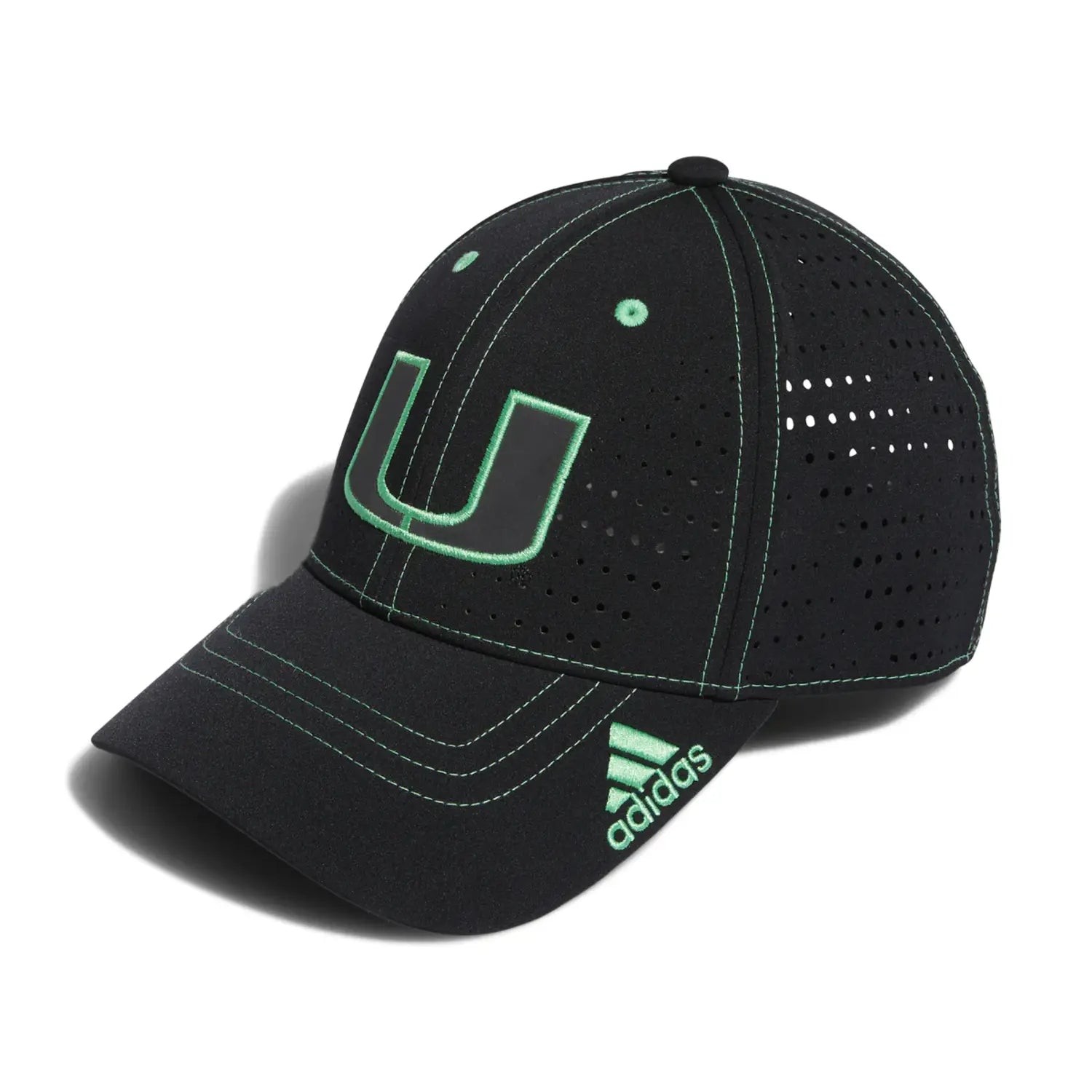 adidas Miami Hurricanes Miami Nights Logo Perforated Adjustable Hat Miami Team Store