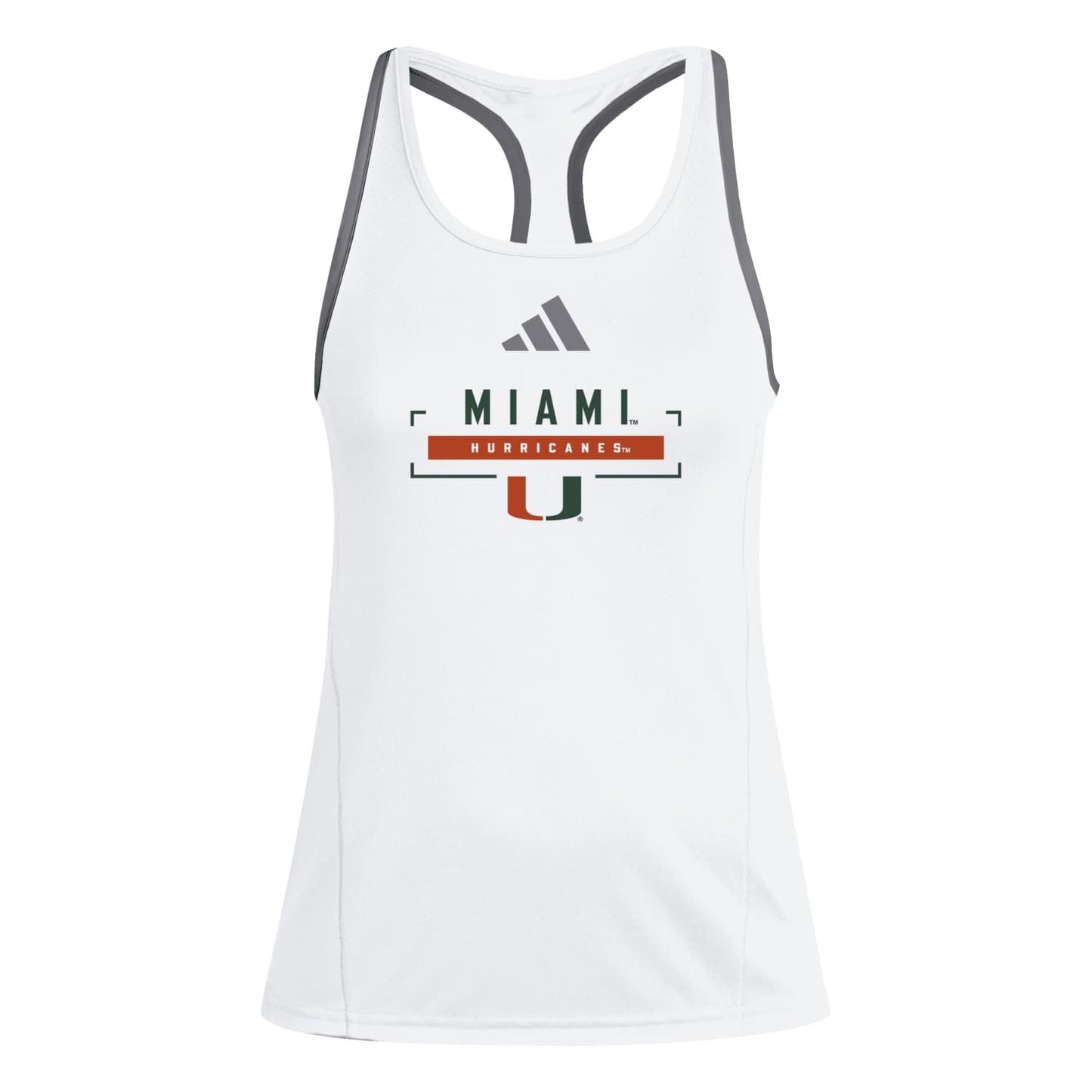 adidas Miami Hurricanes Women's White D4T Racerback Tank Top