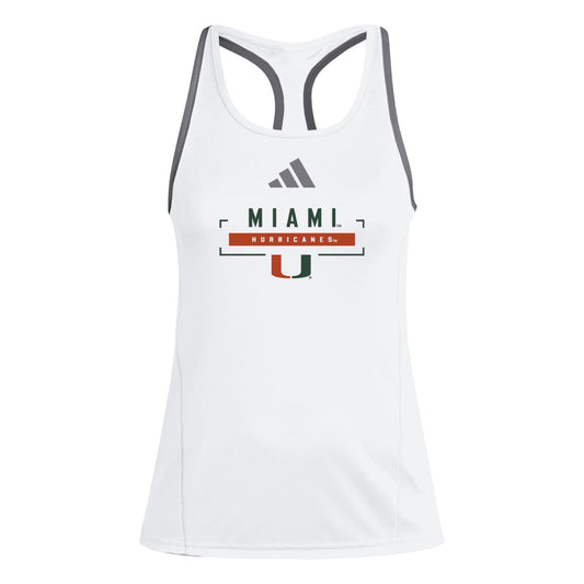 adidas Miami Hurricanes Women's White D4T Racerback Tank Top