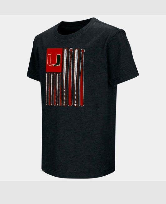 Colosseum Miami Hurricanes Black U Bat Flag T-Shirt