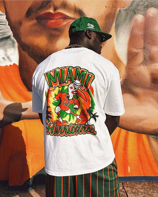 Lafavre Miami Hurricanes White Sebastian Graffiti Heavyweight T-Shirt