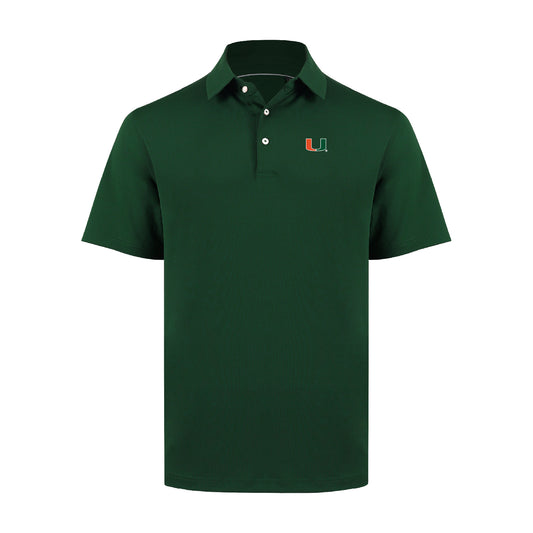 Full Turn Miami Hurricanes Green Performance Polo with U Logo