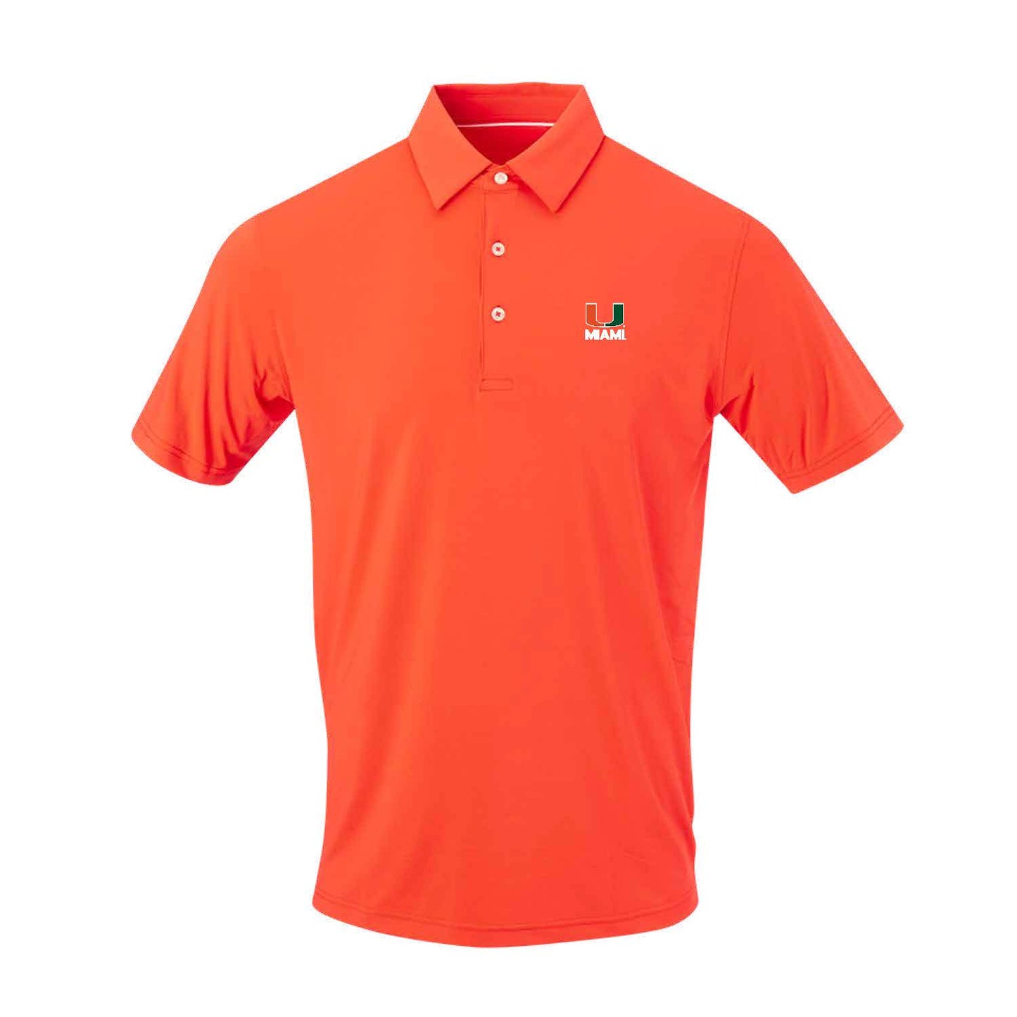 Full Turn Miami Hurricanes Orange Polo Shirt with U Miami Logo