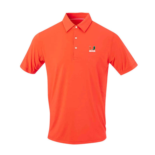 Full Turn Miami Hurricanes Orange Polo Shirt with U Miami Logo
