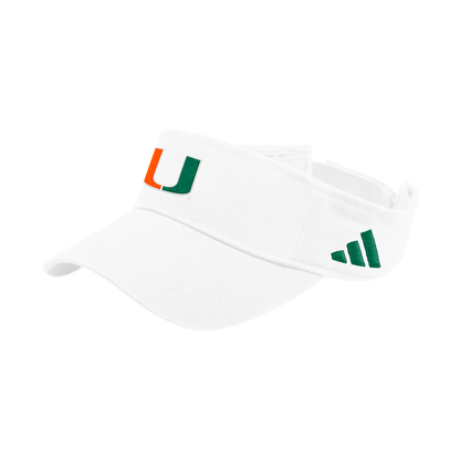 adidas Miami Hurricanes White Coaches Adjustable Visor