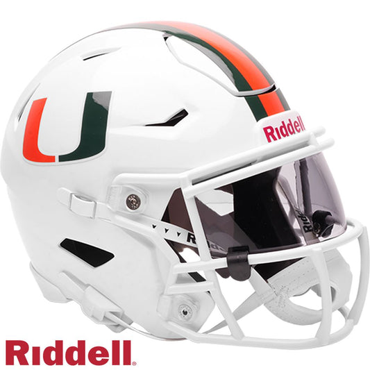 Riddell Miami Hurricanes White SpeedFlex Mid-Size Display Helmet
