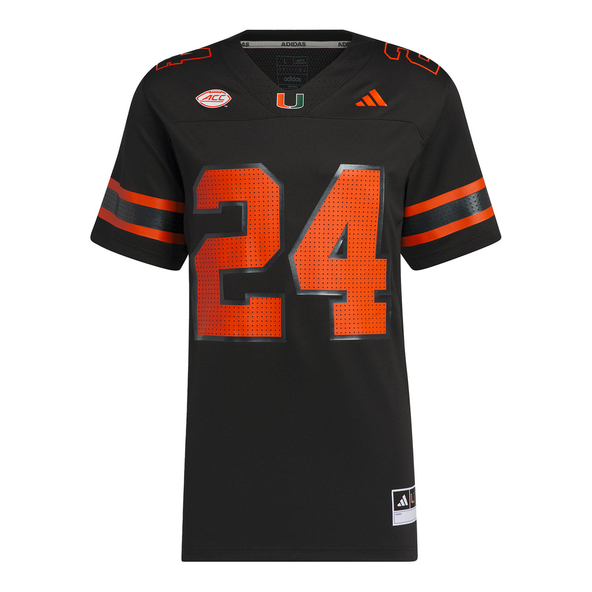 adidas Miami Hurricanes 2024 Black Strategy #24 Football Jersey