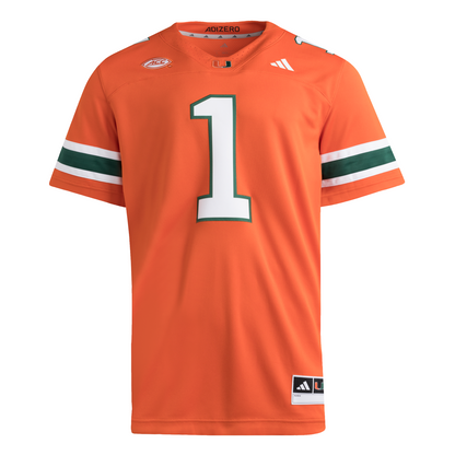 adidas Miami Hurricanes Orange #1 Premier Football Jersey