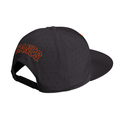 adidas Miami Hurricanes Black U Logo Perforated Performance Snapback