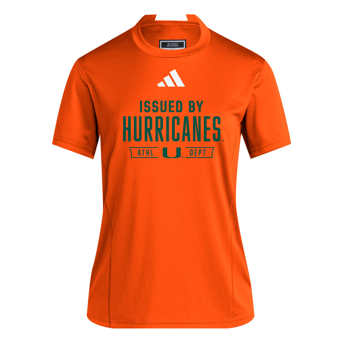 adidas Miami Hurricanes Women&#39;s Orange Issued By Hurricanes DT4 Performance T-Shirt