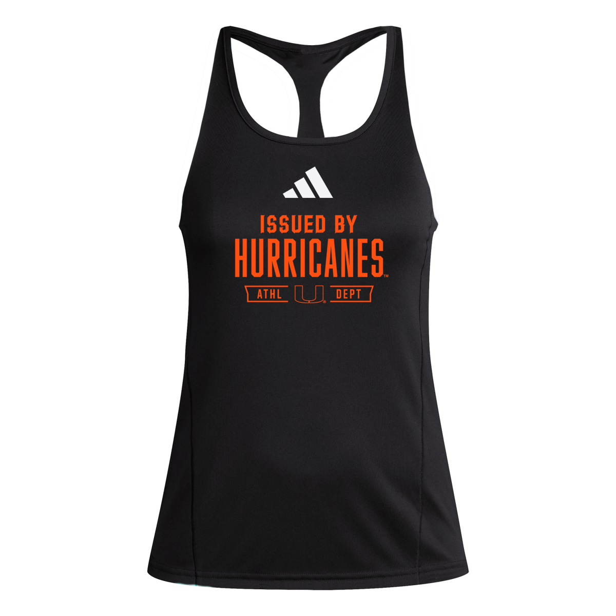 adidas Miami Hurricanes Women&#39;s Black Issued By Hurricanes DT4 Performance Racerback Tank