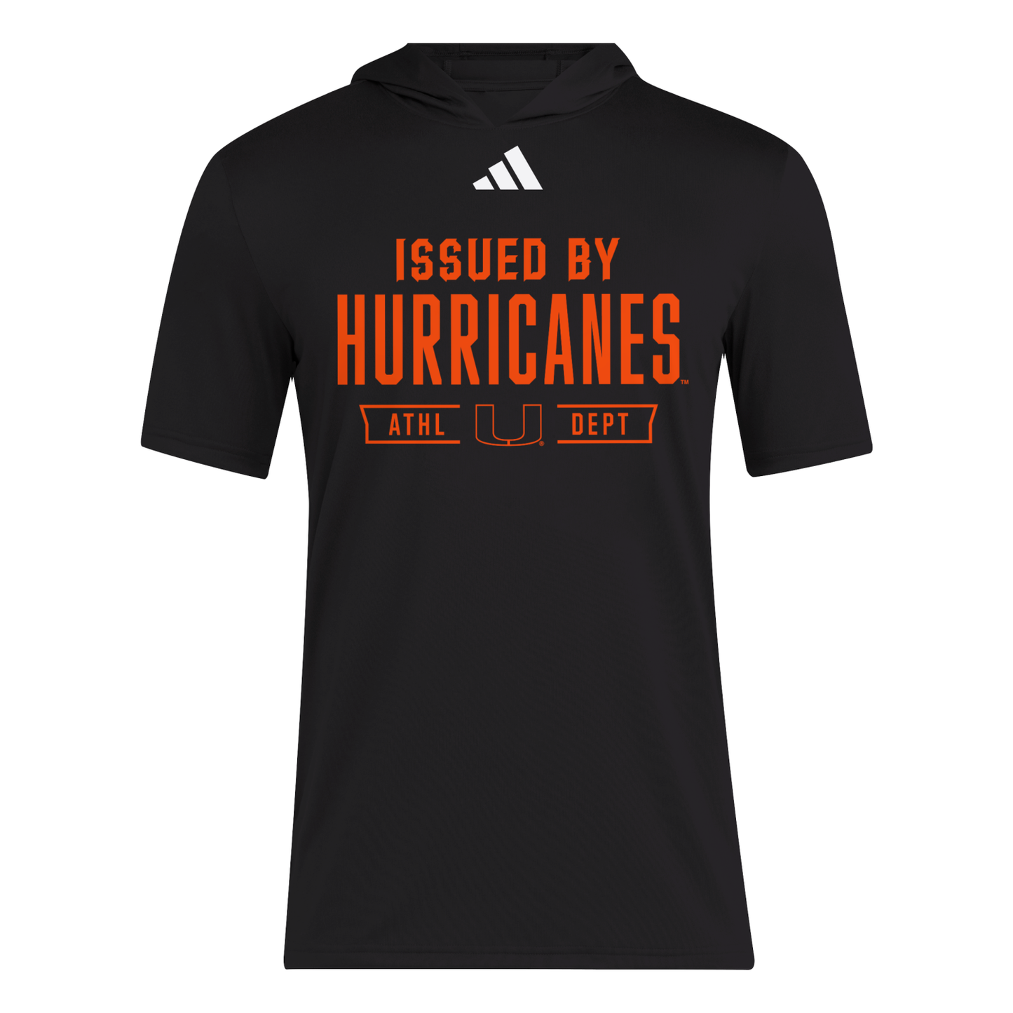 adidas Miami Hurricanes Black Short Sleeve Hooded Performance T-Shirt