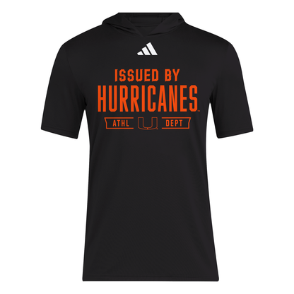adidas Miami Hurricanes Black Short Sleeve Hooded Performance T-Shirt