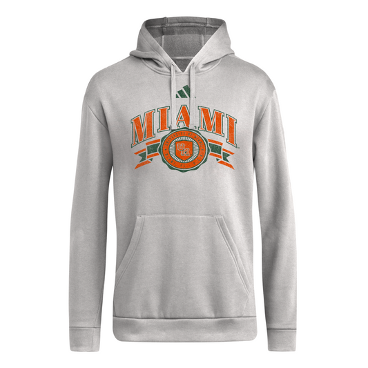 adidas Miami Hurricanes Women’s Grey Fleece Hooded Sweatshirt
