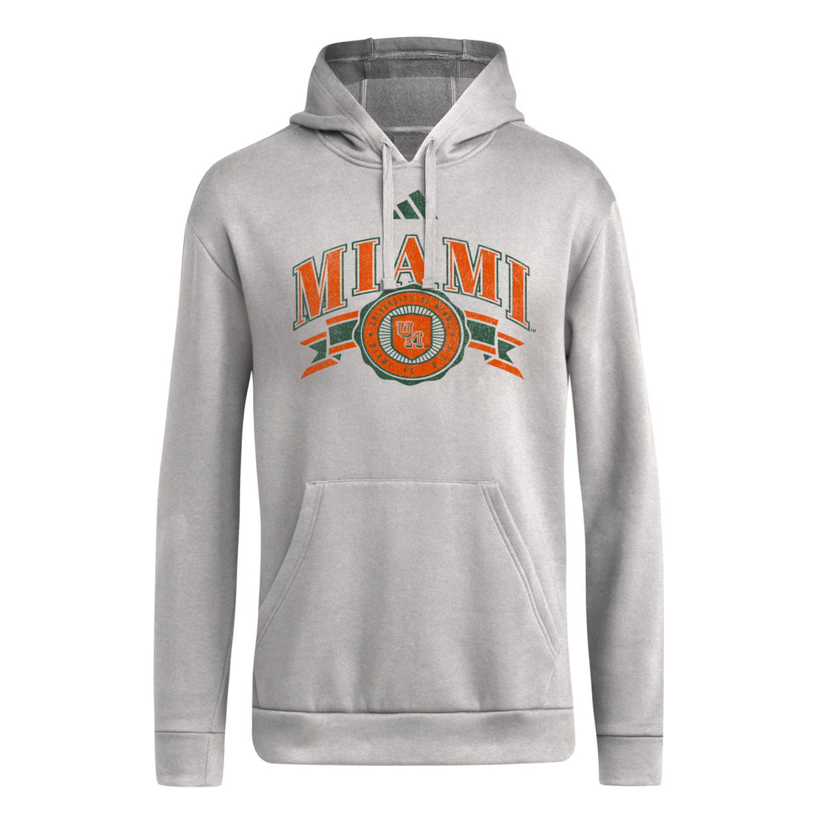 adidas Miami Hurricanes Women’s Grey Fleece Hooded Sweatshirt