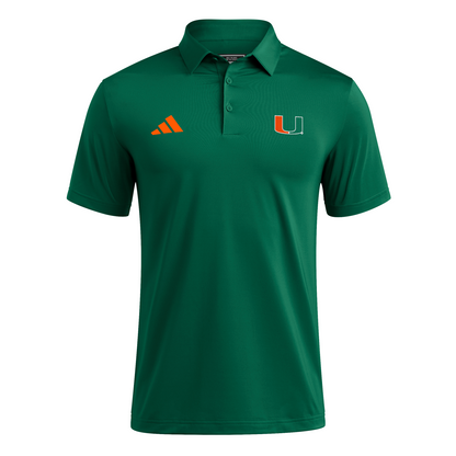 adidas Miami Hurricanes Green Ultimate 365 Coaches Polo