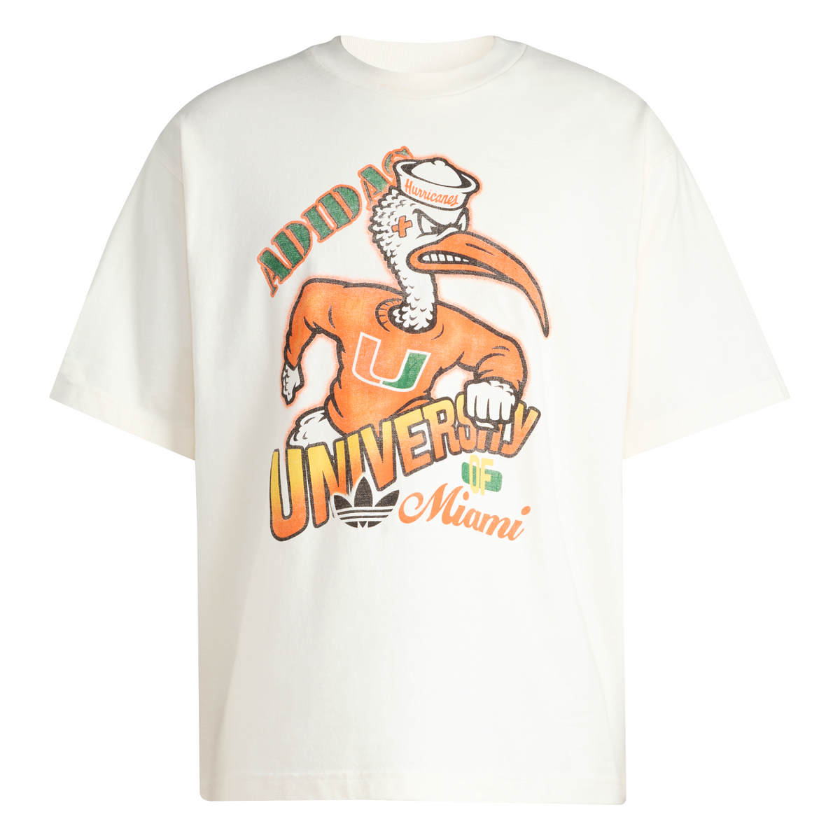 adidas Miami Hurricanes White Originals Sebastian the Ibis Graphic T-Shirt
