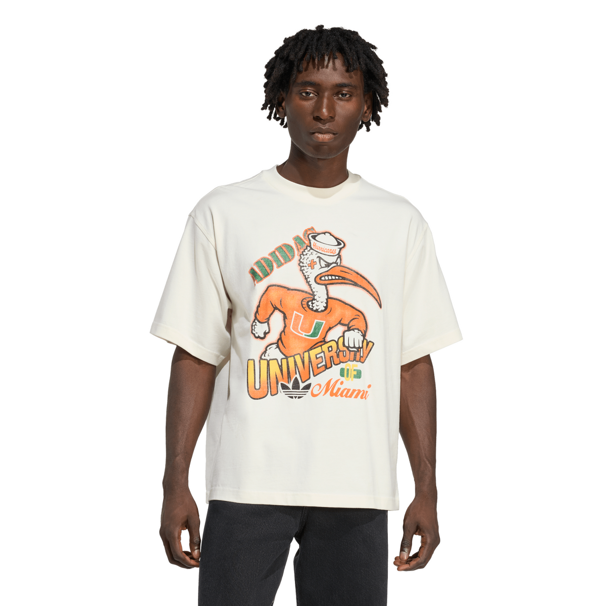adidas Miami Hurricanes White Originals Sebastian the Ibis Graphic T-Shirt