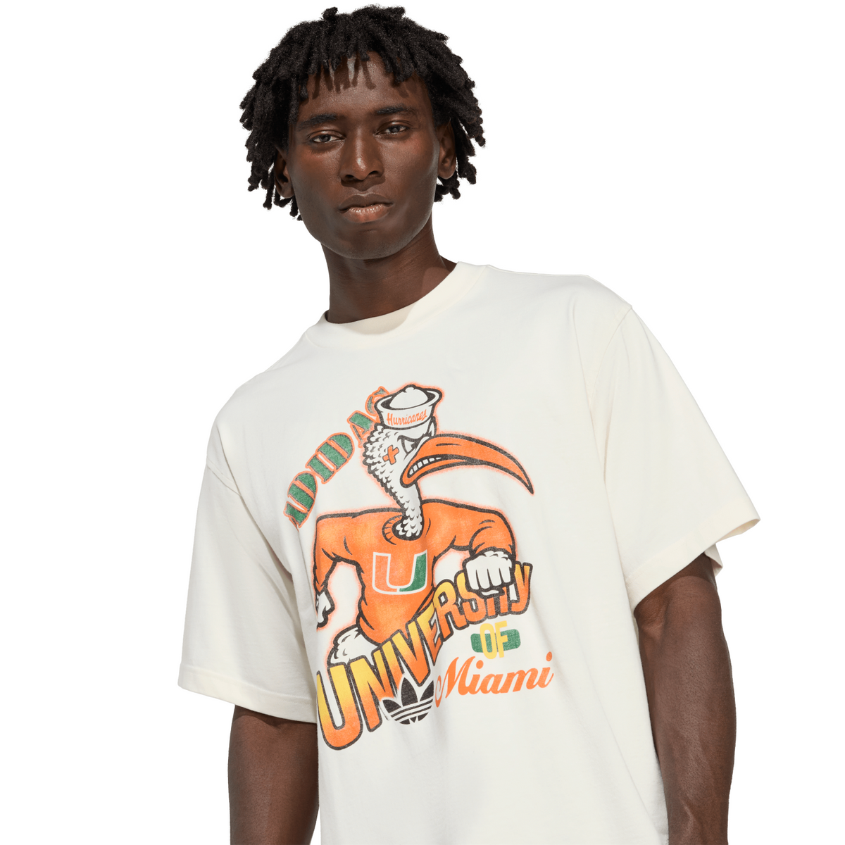 adidas Miami Hurricanes White Originals Sebastian the Ibis Graphic T-Shirt