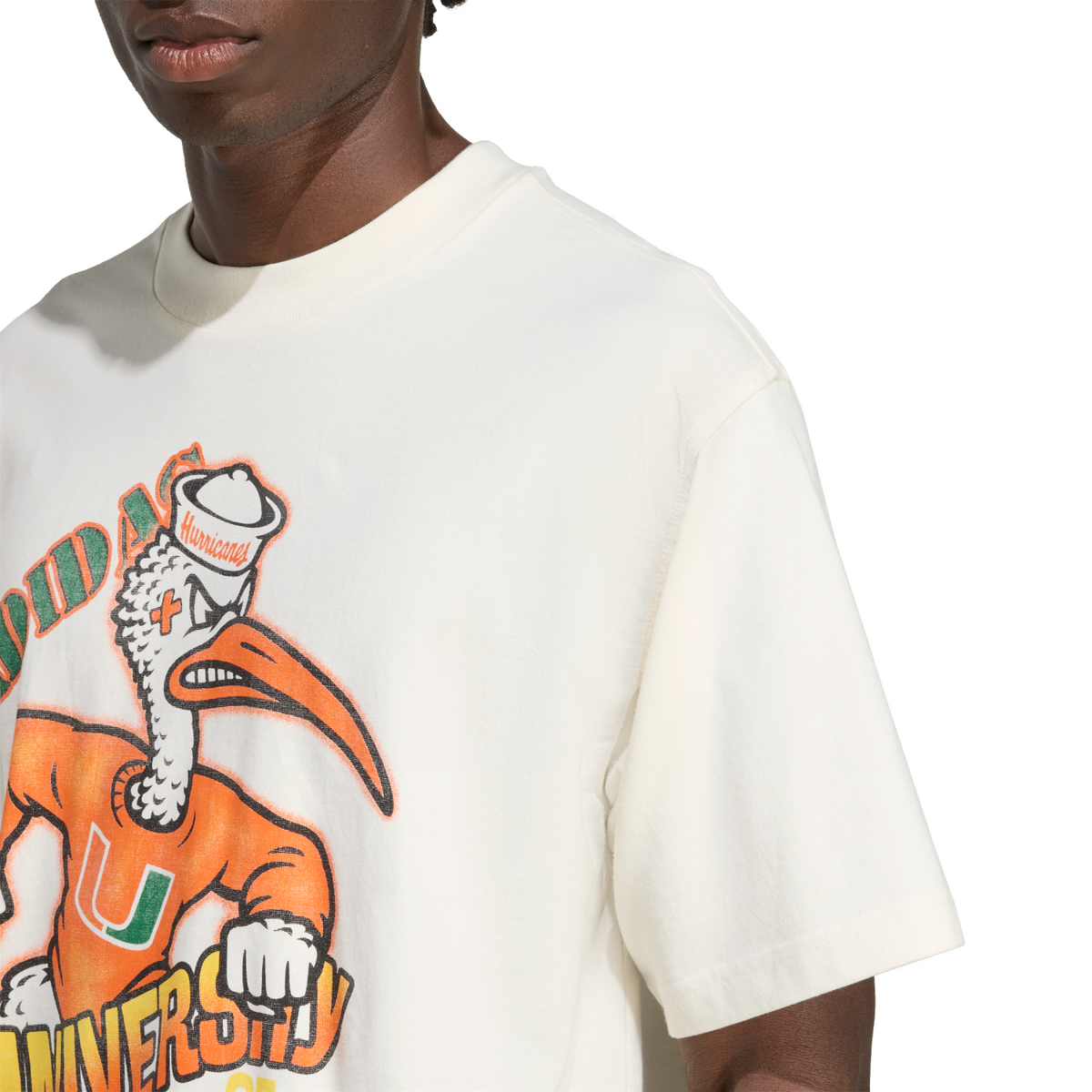 adidas Miami Hurricanes White Originals Sebastian the Ibis Graphic T-Shirt