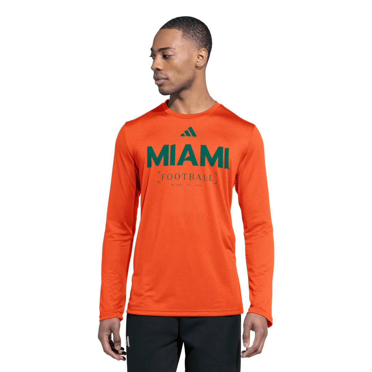 adidas Miami Hurricanes Men's Orange Pregame Practice Long Sleeve T-Shirt