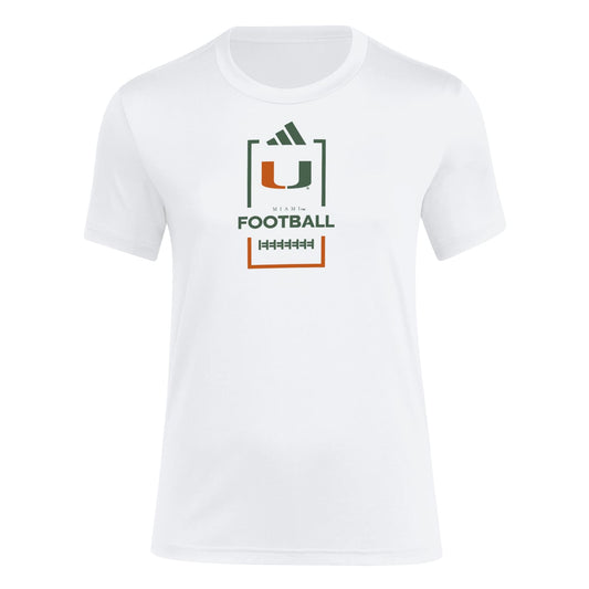 adidas Miami Hurricanes Women's White Pregame Warmup T-Shirt