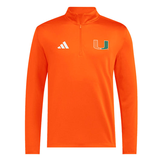 adidas Miami Hurricanes Orange 2001 Collection Mesh U Logo Quarter Zip Jacket