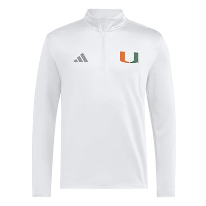 adidas Miami Hurricanes hite 2001 Collection Mesh U Logo Quarter Zip Jacket