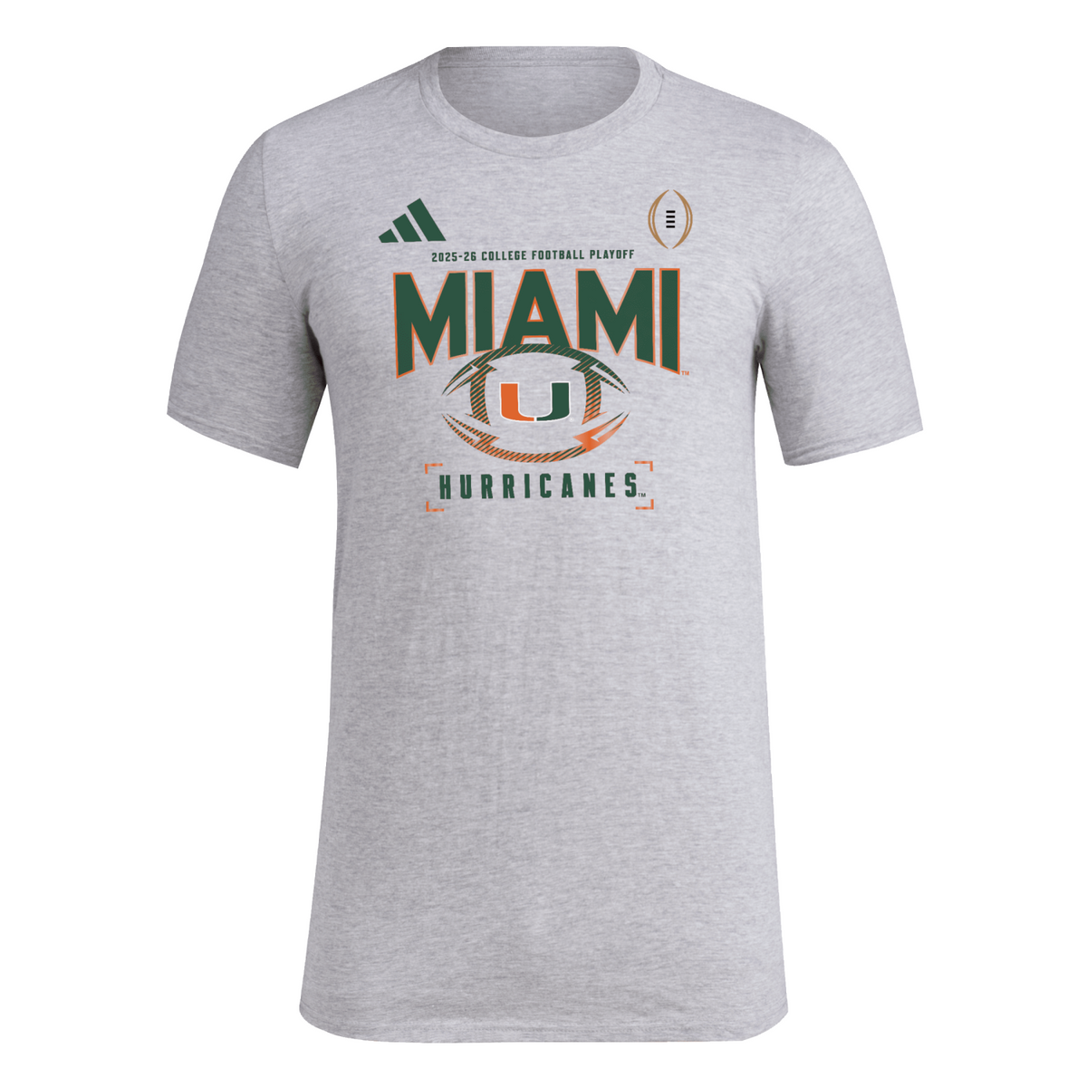 adidas Miami Hurricanes Grey 2025–26 College Football Playoff T-Shirt