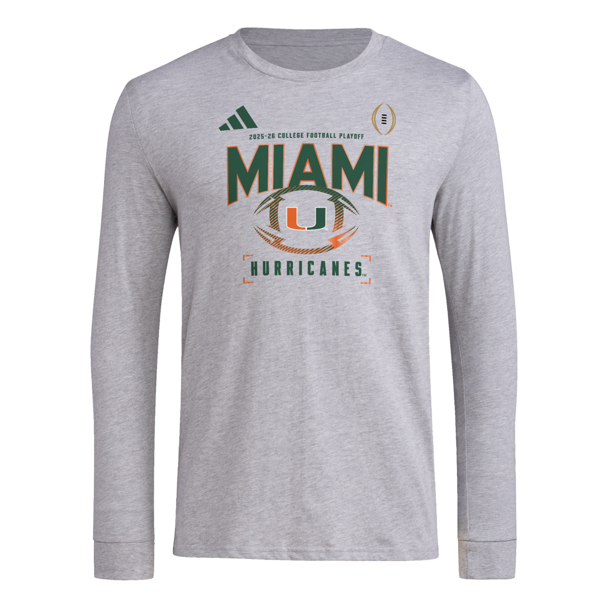 adidas Miami Hurricanes Grey 2025-26 College Football Playoff Long Sleeve T-Shirt