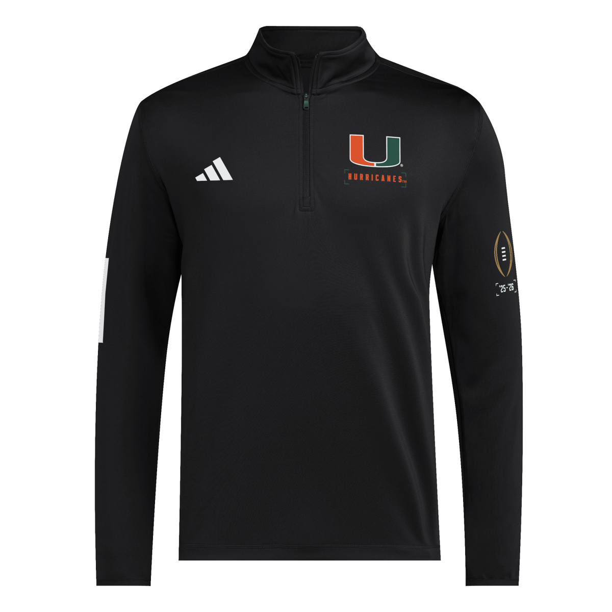 adidas Miami Hurricanes Black 2025-26 College Football Playoff Quarter-Zip Jacket