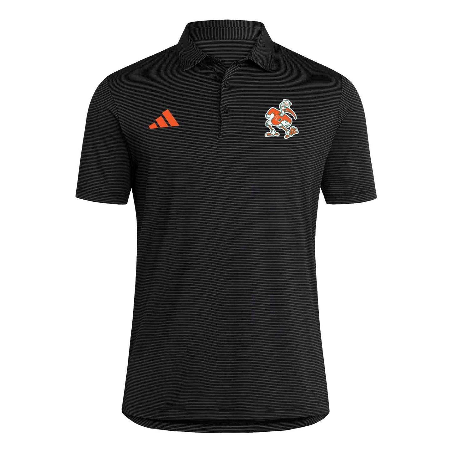 adidas Miami Hurricanes Men's Black Ultimate Stripe Polo