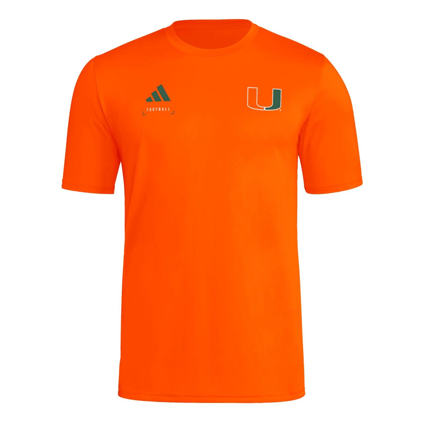 adidas Miami Hurricanes Orange Football Pregame T-Shirt