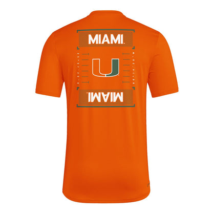 adidas Miami Hurricanes Orange Football Pregame T-Shirt