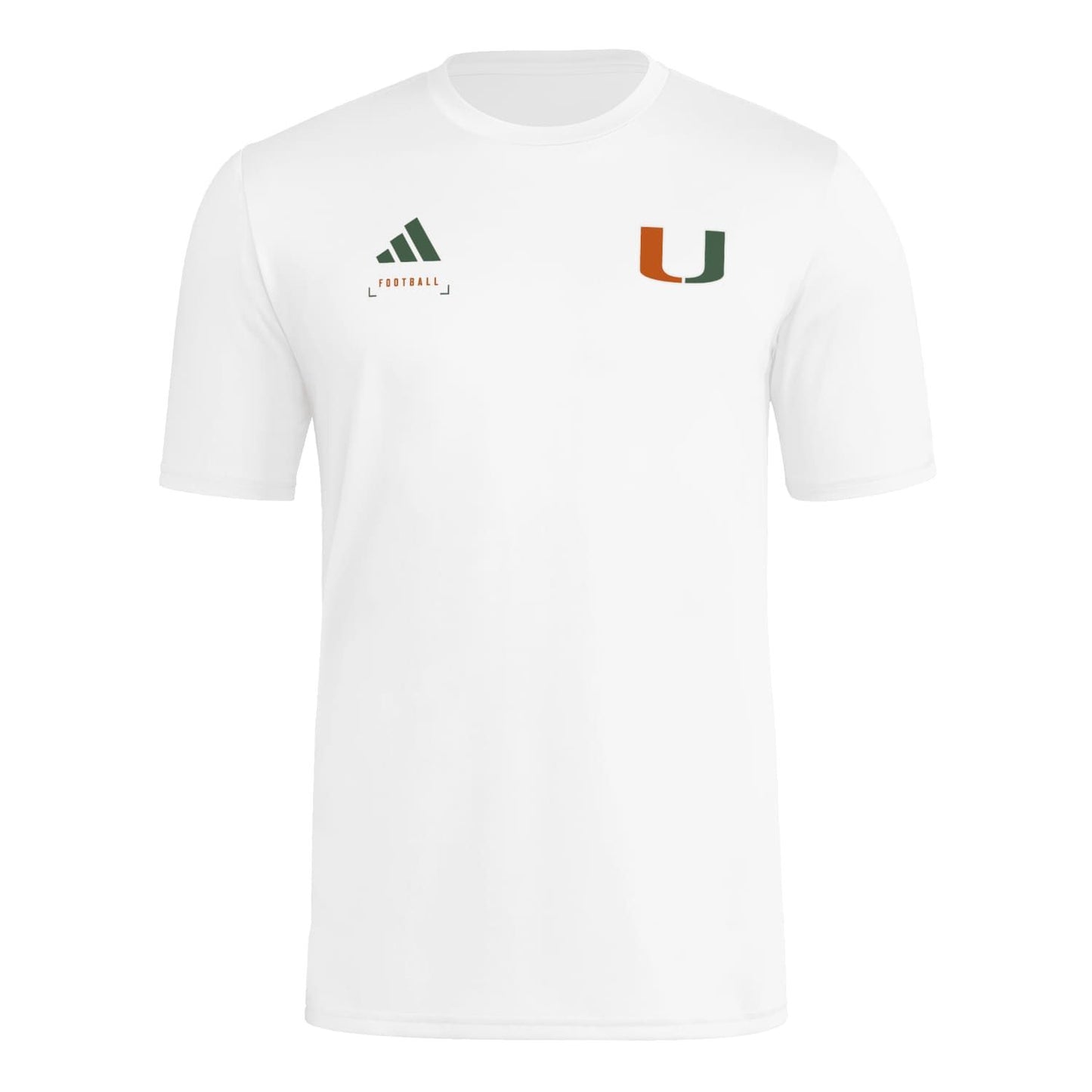 adidas Miami Hurricanes White Football Pregame T-Shirt