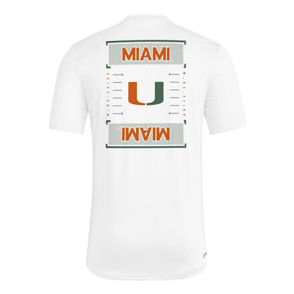 adidas Miami Hurricanes White Football Pregame T-Shirt