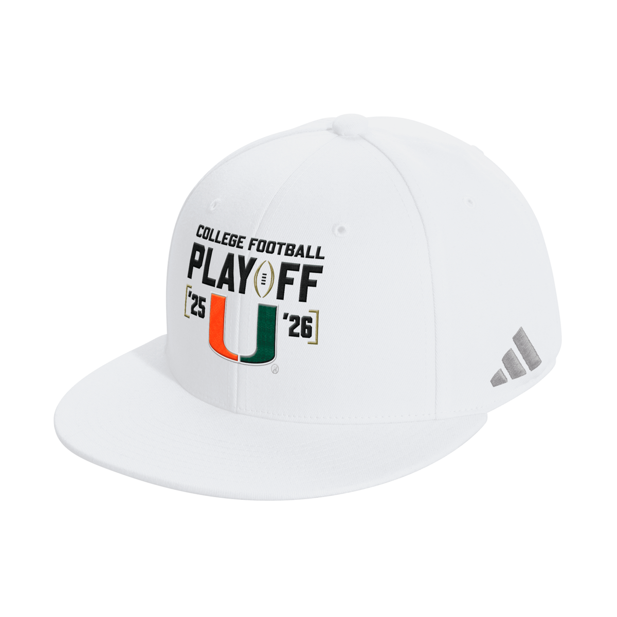 adidas Miami Hurricanes White 2025-26 College Football Playoff Snapback Hat
