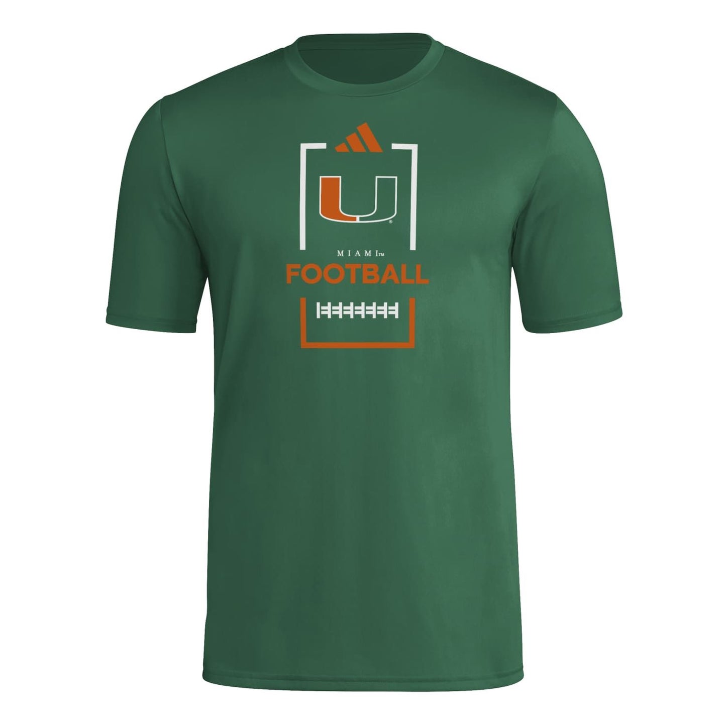 adidas Miami Hurricanes Green Football Pregame Warmup T-Shirt