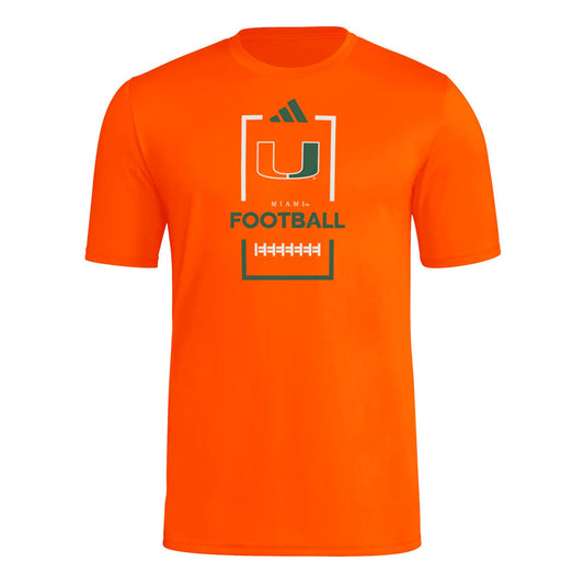 adidas Miami Hurricanes Men's Orange Pregame Warmup T-Shirt