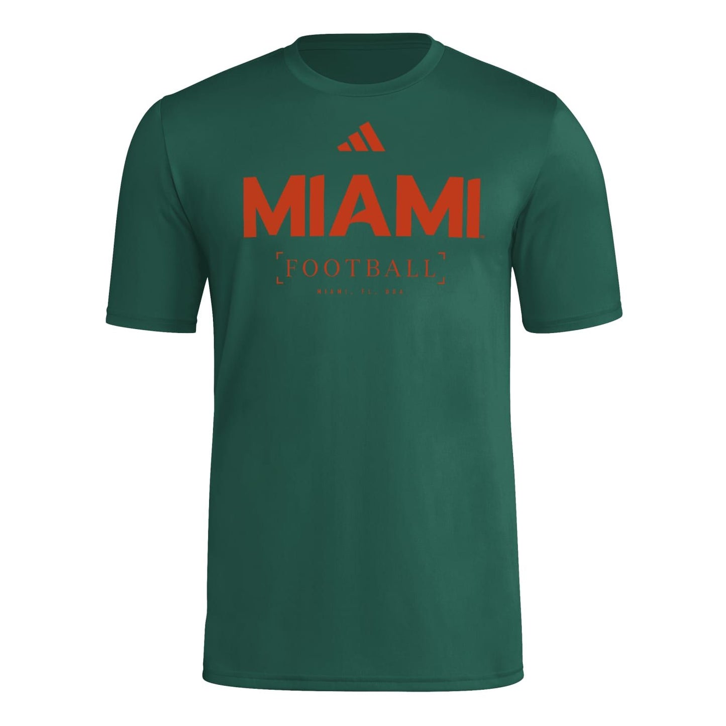 adidas Miami Hurricanes Green Football Pregame Practice T-Shirt