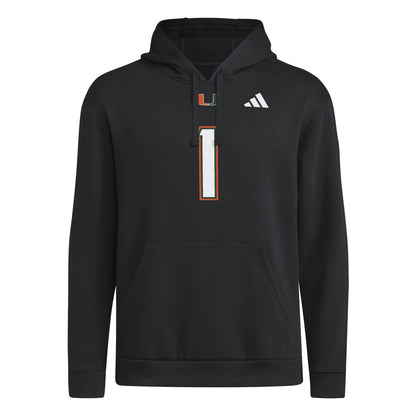 adidas Miami Hurricanes Black Malachi Toney #1 Hoodie