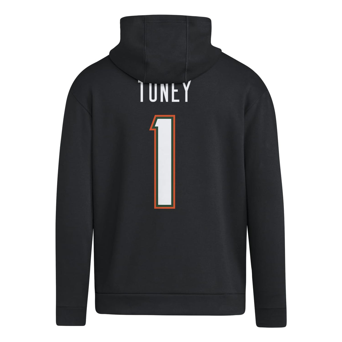 adidas Miami Hurricanes Black Malachi Toney #1 Hoodie