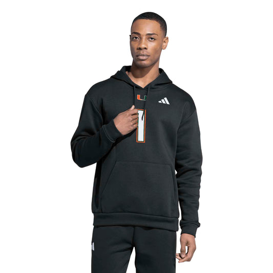 adidas Miami Hurricanes Black Malachi Toney #1 Hoodie