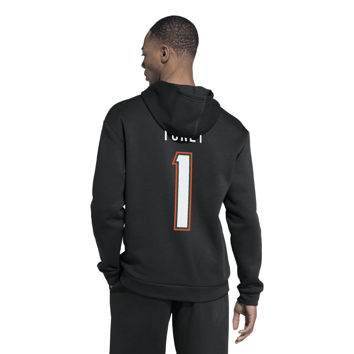 adidas Miami Hurricanes Black Malachi Toney #1 Hoodie