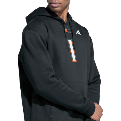 adidas Miami Hurricanes Black Malachi Toney #1 Hoodie